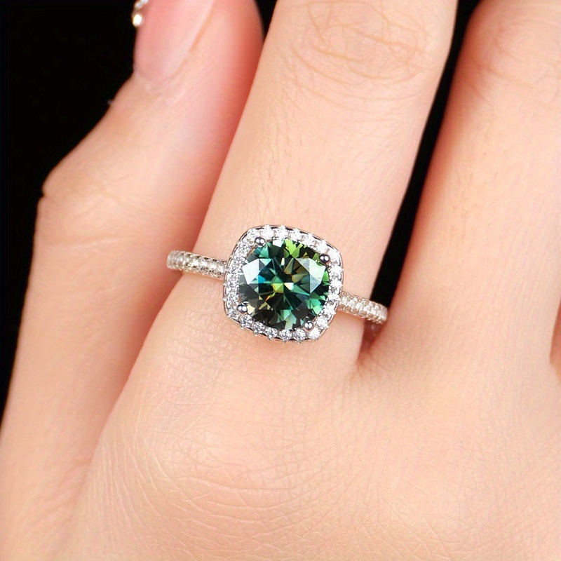 Elegant 0.5 Carat Round Cut Green Moissanite Wedding Ring